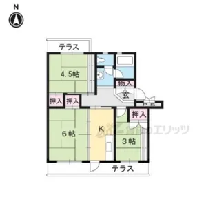 びわ湖美空団地1号棟【106号室】の間取り
