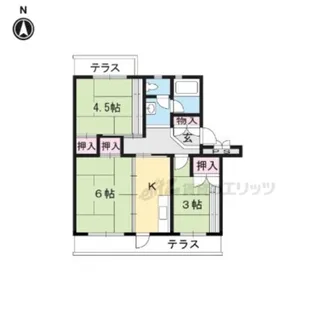 びわ湖美空団地3号棟【104号室】の間取り
