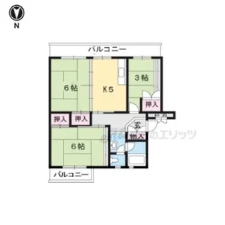 びわ湖美空団地24号棟【405号室】の間取り