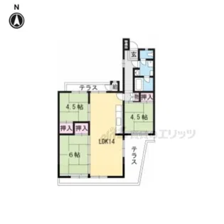 びわ湖美空第二団地14号棟【302号室】の間取り