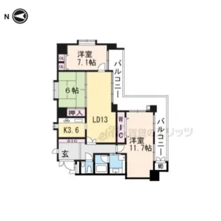 メイツ四条烏丸【906号室】の間取り