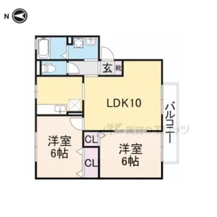 リビオンA棟【206号室】の間取り