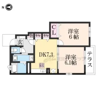 ブルースカイ ツ B棟【1階】の間取り
