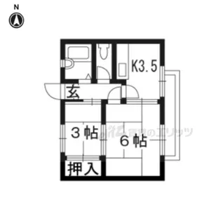西田ハイツ【2階南号室】の間取り