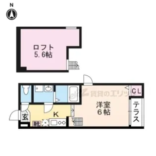 アンソレイエ椥辻【1階】の間取り