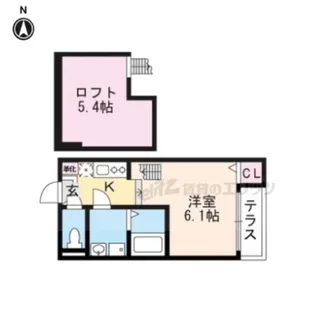 アンソレイエ椥辻【102号室】の間取り