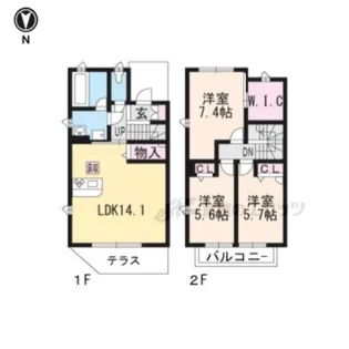 コリエ ヴェール【103号室】の間取り
