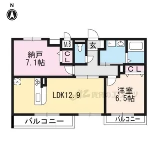 2LDKの間取り画像