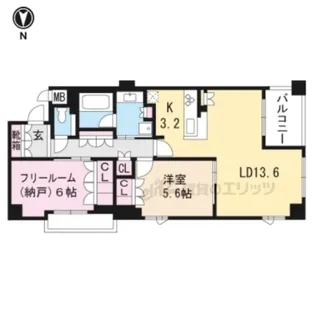 ジオ御所南 河原町二条【501号室】の間取り