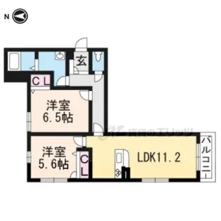 2LDKの間取り画像