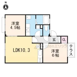 グリーンパーク土師【1階】の間取り
