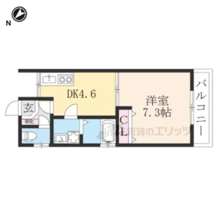 クレミオ椥辻東【101号室】の間取り