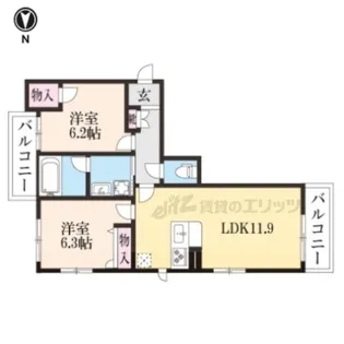 シャーメゾン ナナノツボ ラ エゼヴィー【303号室】の間取り