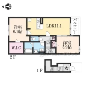 クレメント木津八ヶ坪A【205号室】の間取り