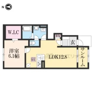 クレメント木津八ヶ坪B【101号室】の間取り