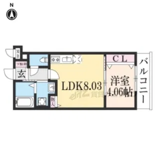 エリディア京都智恵光院【103号室】の間取り