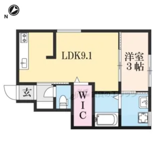 グリシーヌ竜田【101号室】の間取り