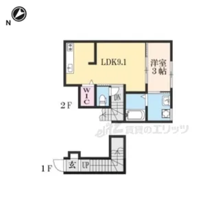 グリシーヌ竜田【2階】の間取り