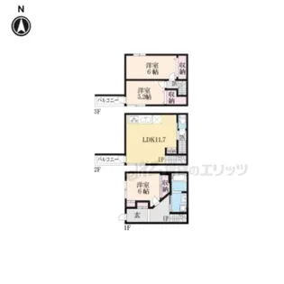 京都府京都市山科区東野百拍子町【テラスハウス】の間取り