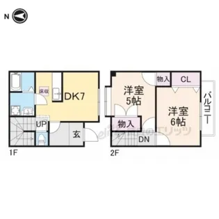 滋賀県長浜市八幡東町【テラスハウス】の間取り