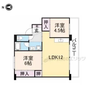ビレッジハウス小堀1号棟【405号室】の間取り