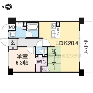 K‐TERRACEあやめ池【N203号室】の間取り