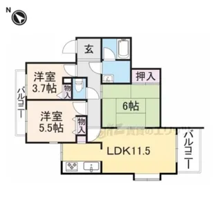 パーク・ノヴァあやめ池【3階】の間取り