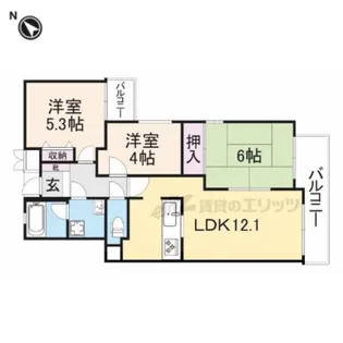パーク・ノヴァあやめ池【3階】の間取り