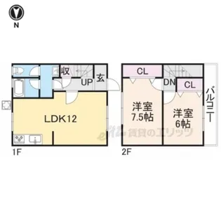 滋賀県彦根市鳥居本町【テラスハウス】の間取り
