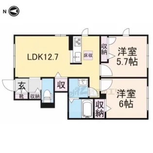 シャルム ドミール【101号室】の間取り