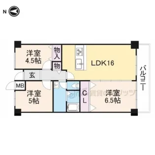 グランドパレス学園前【C229号室】の間取り
