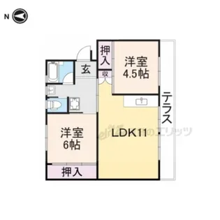 ビレッジハウス南小足第二2号棟【1階】の間取り