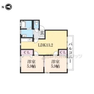 SHIRAHAE【202号室】の間取り