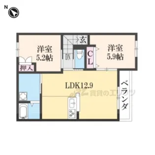 サンライズ西今【2階】の間取り