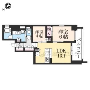 ジオエント御所北寺町通【202号室】の間取り