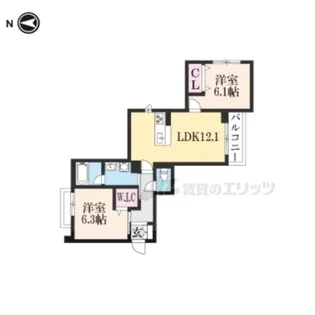 マイルストーンS山陵【301号室】の間取り