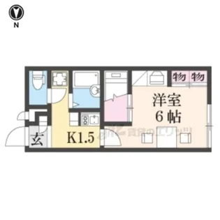 レオパレスメルベーユ西大寺【101号室】の間取り