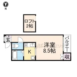 カレッジタウン風見鶏【202号室】の間取り