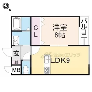 クラウディア香里ヶ丘【1階】の間取り