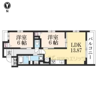 CASA御所北【202号室】の間取り