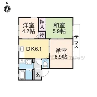 ジョイコートB【1階】の間取り