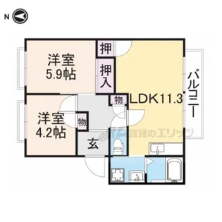 ノースサイドA【202号室】の間取り