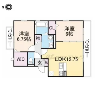 ヴィル アンシェンヌ【201号室】の間取り