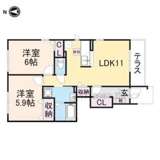 ラフレシール【105号室】の間取り