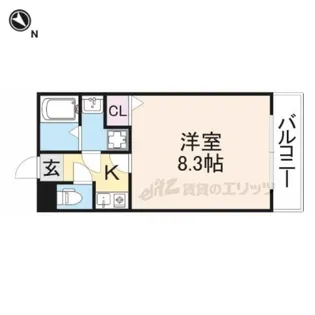 ワンルームシャンティー【2階】の間取り