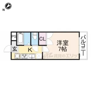 エルミナフラット南彦根【102号室】の間取り