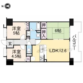 グリーンコーポ東生駒【2階】の間取り