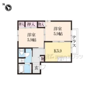 バウ・ソリオB【202号室】の間取り
