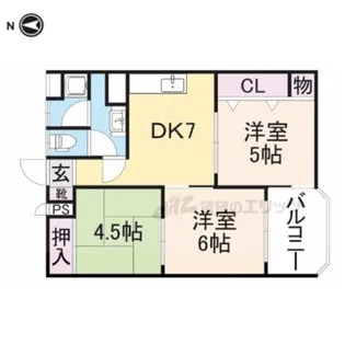 シャトー東香里【3階】の間取り