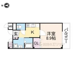 セレーノ東生駒B棟【3階】の間取り